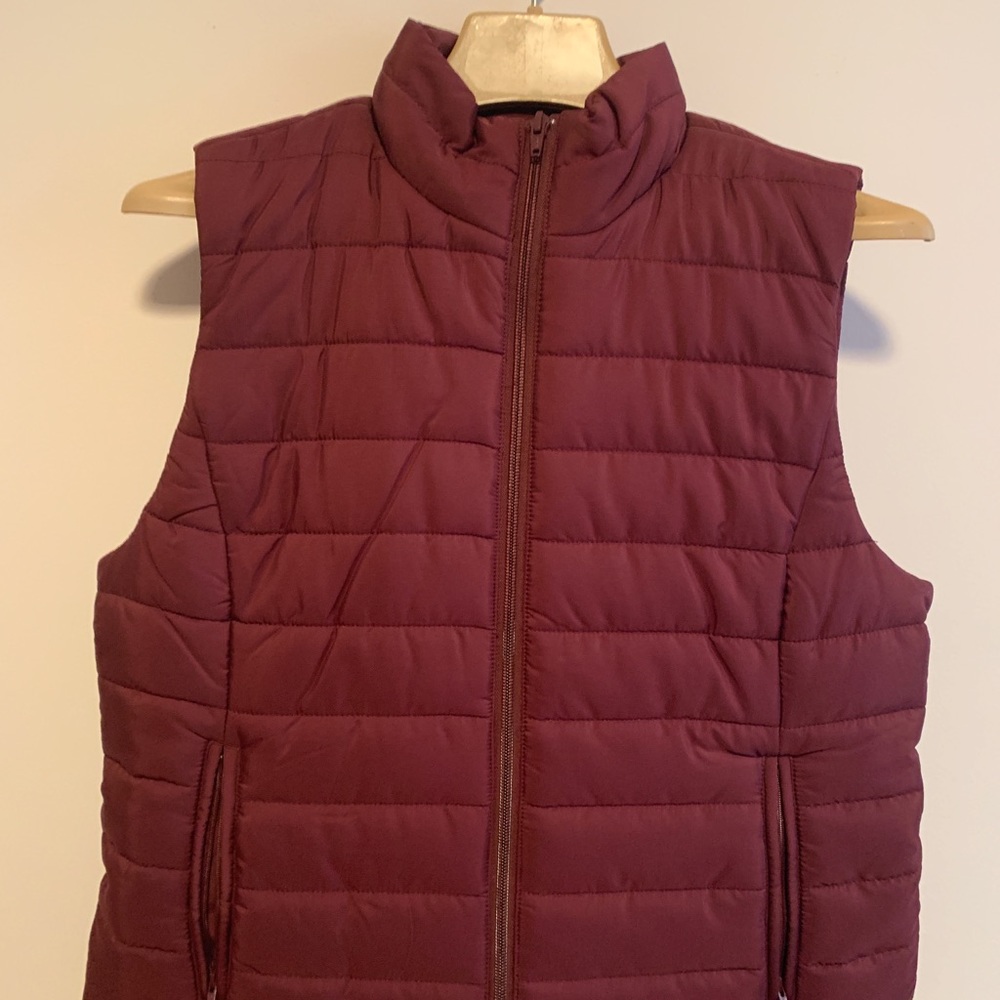 Burgundy puffer vest